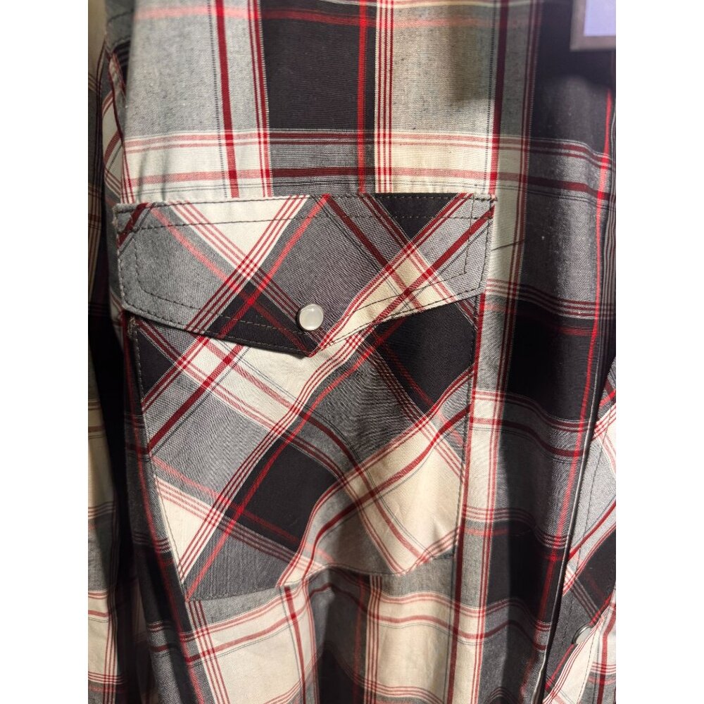 Wyoming Trader|Mens Long Sleeve Pear Snap Button Down| Tall 2XL |Black White wit - Picture 6 of 7